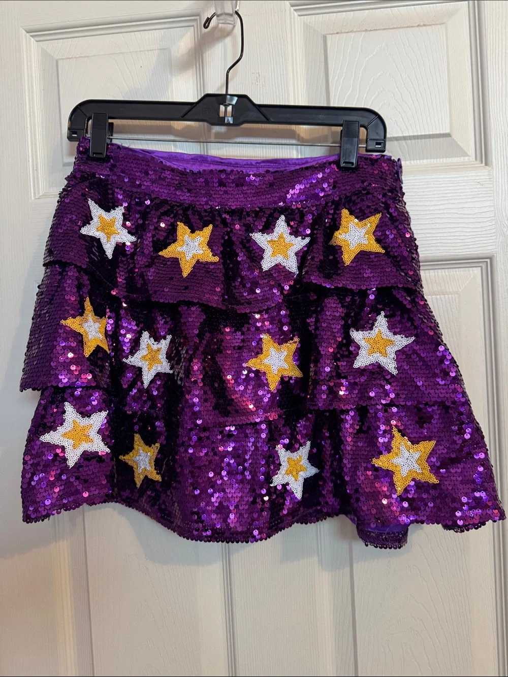 Peach Love California Purple Sequin Star Skater Skirt